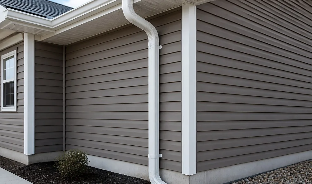 Downspout installation on a residential property